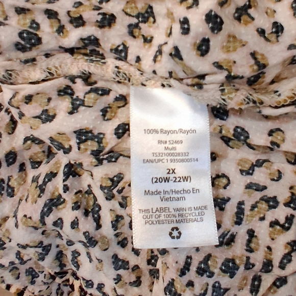 Terra & Sky Brown Leopard Print Women's Size XXL High-Low Peasant Midi Dress - Picture 5 of 5